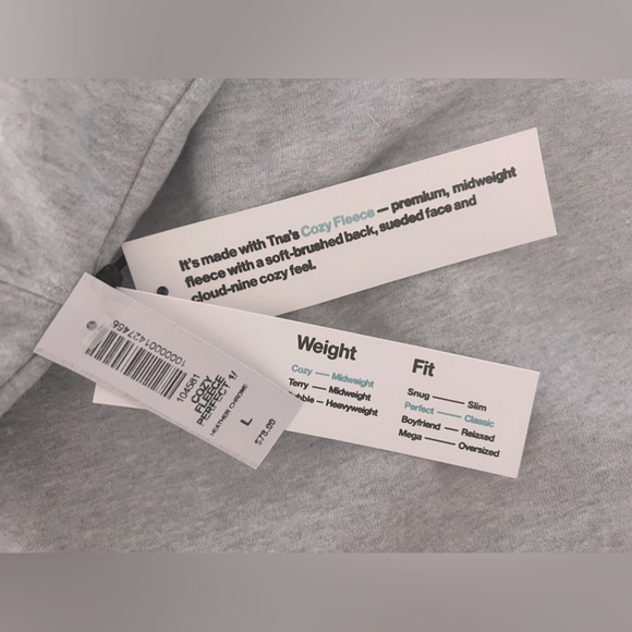 Aritzia TNA Cozy Fleece Perfect 1/4 Zip Sweatshirt - Heather Chrome - L - Picture 6 of 7